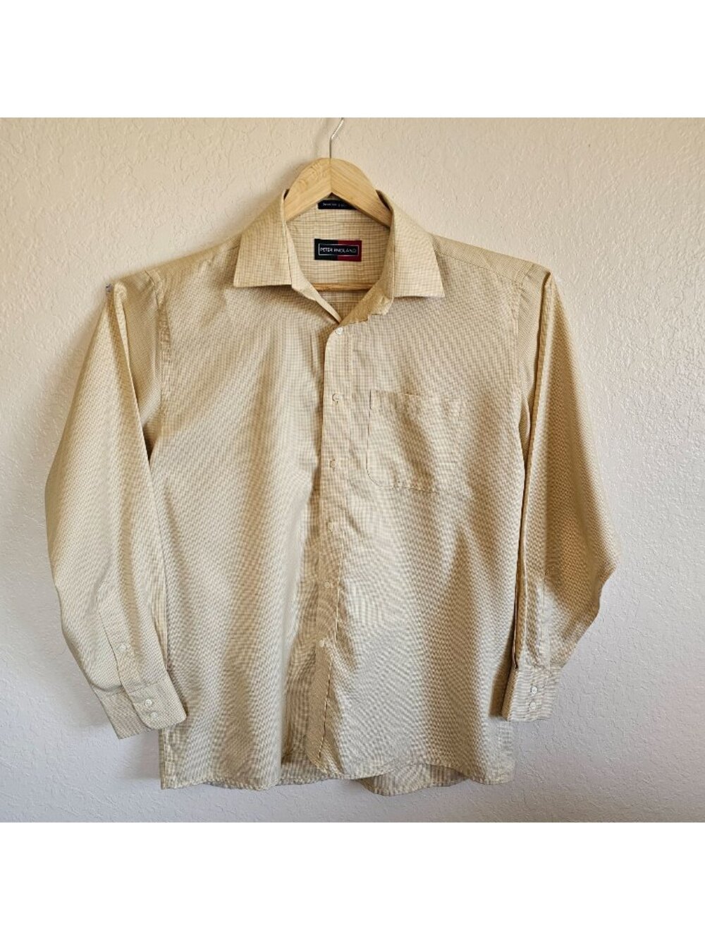 Peter England Button-Up Shirt Premium Long Sleeve Size 44 EURO Cotton Blend